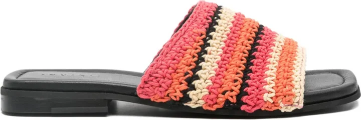 Striped Crochet Flat Sandals