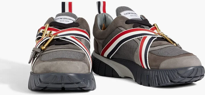 Striped flannel and suede sneakers - Image 2