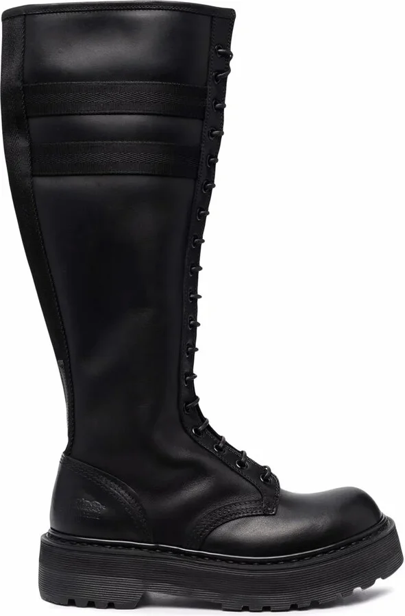 Striped Knee-High Boots