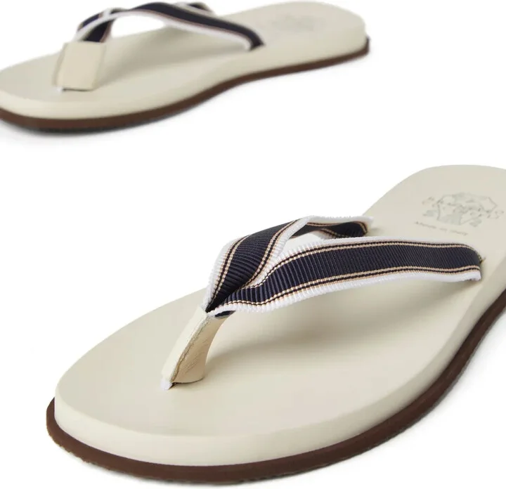 Striped Leather Flip Flops - Image 4
