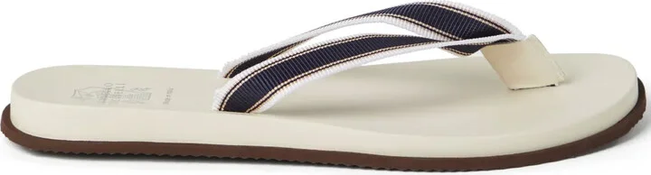 Striped Leather Flip Flops