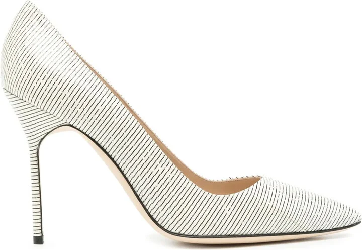 Striped Leather Pumps