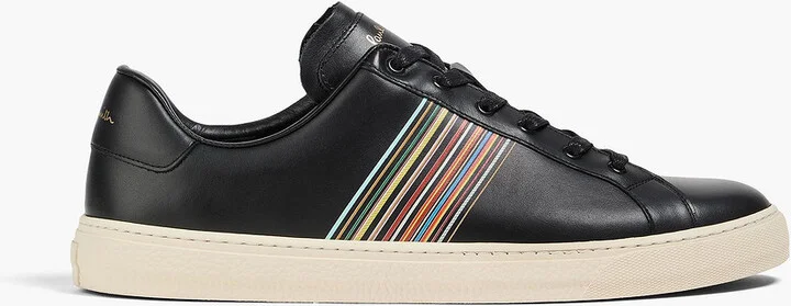 Striped leather sneakers