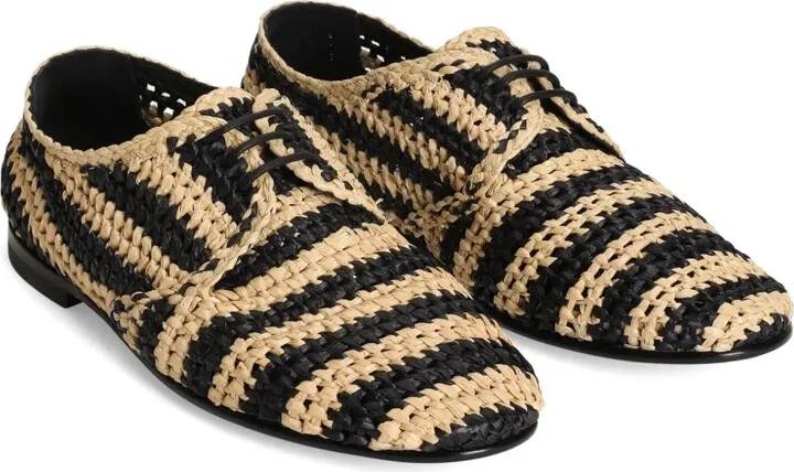 striped raffia Derby shoes - Image 2