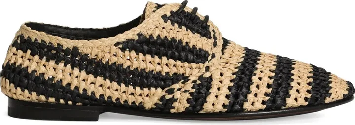 striped raffia Derby shoes