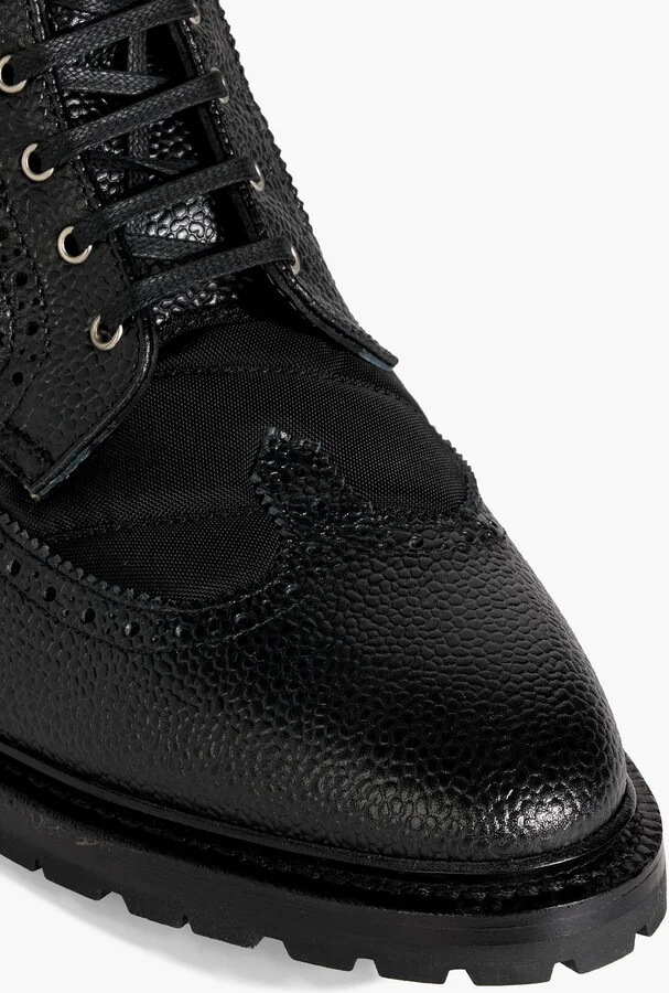 Striped shell and pebbled-leather brogue boots - Image 4