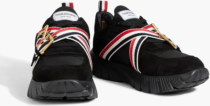 Striped shell and suede sneakers - Image 2