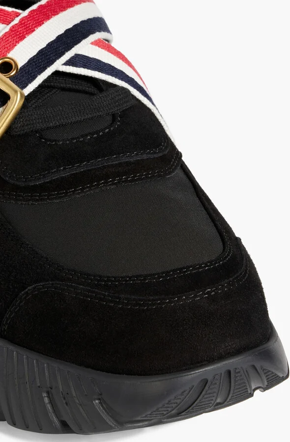 Striped shell and suede sneakers - Image 4