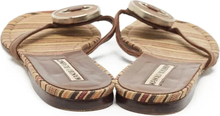Striped Thong Flat Sandals - Image 3