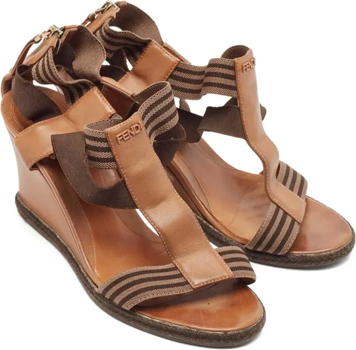 Striped Wedge Sandals - Image 3