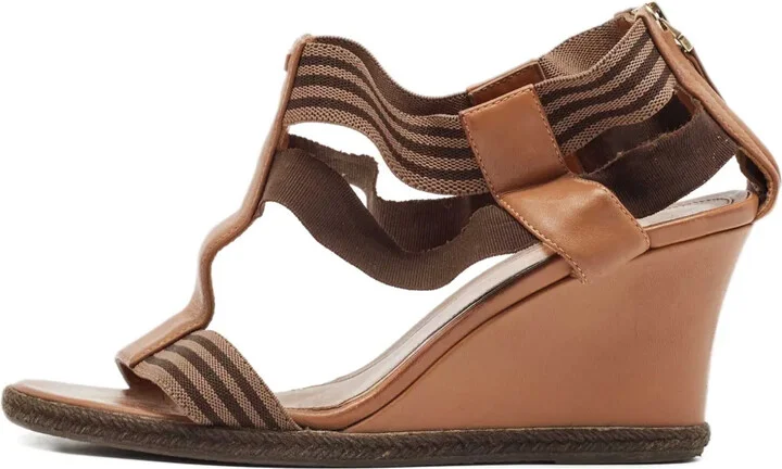Striped Wedge Sandals
