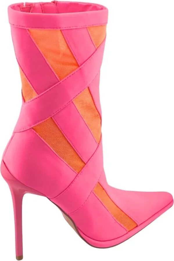Stripes Stilleto Heeled Boot In Pink