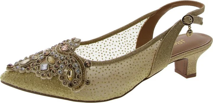Strovanni Womens Embellished Slingback Kitten Heels