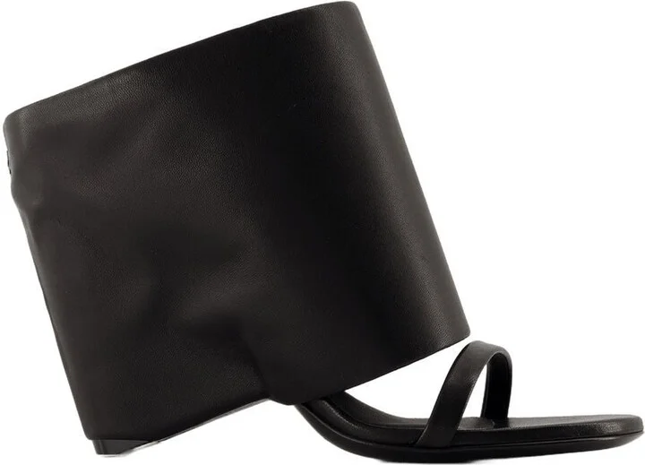 Structured Calfskin Ankle-Wrap Sandals By Courrèges