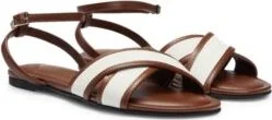 Structured-canvas sandals with leather trims and branding- Brown Women's Sandals size 6