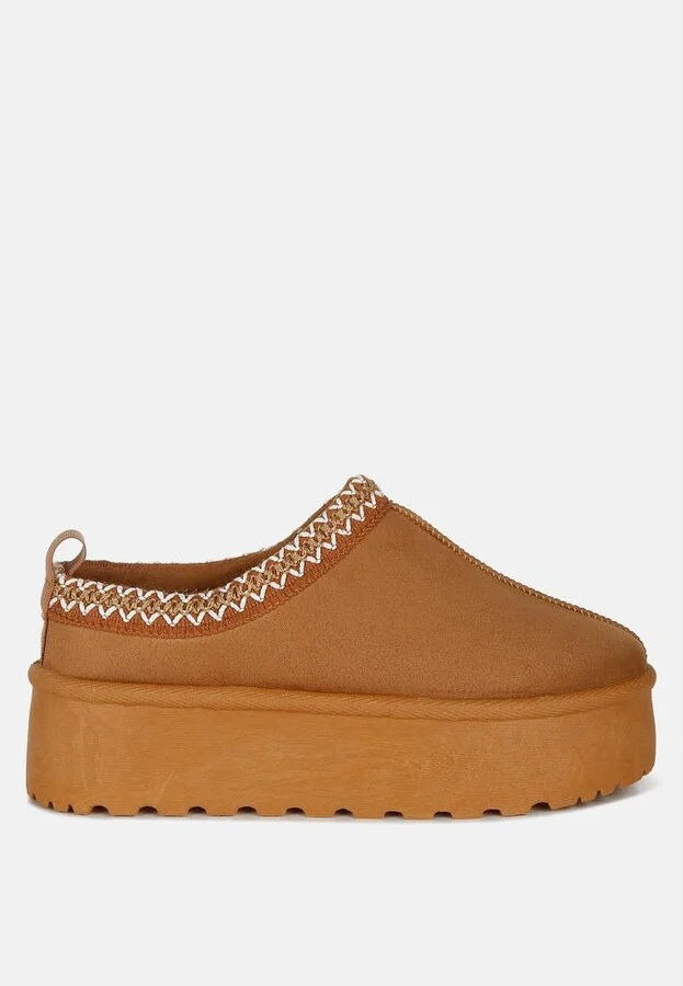 Struter Embroidered Platform Fur Classic Slip-On