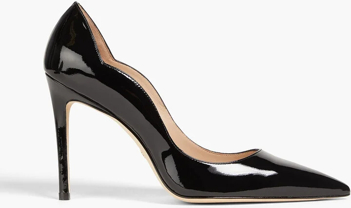 Stuart 100 scalloped patent-leather pumps
