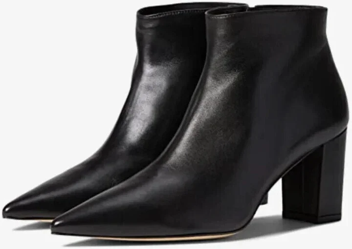 Stuart 75 Boot Women's 10 Black Leather Block Heel Bootie KHD953