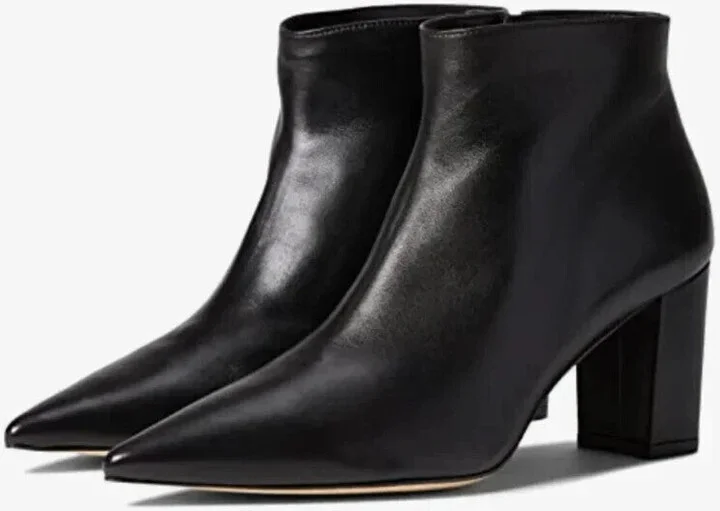Stuart 75 Boots Women's 9 Black Leather Side Zip Bootie KHD1972