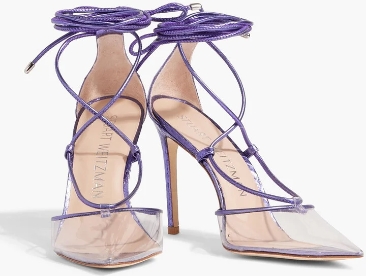 Stuart Lace-Up 100 metallic snake-effect leather and PVC pumps - Image 2