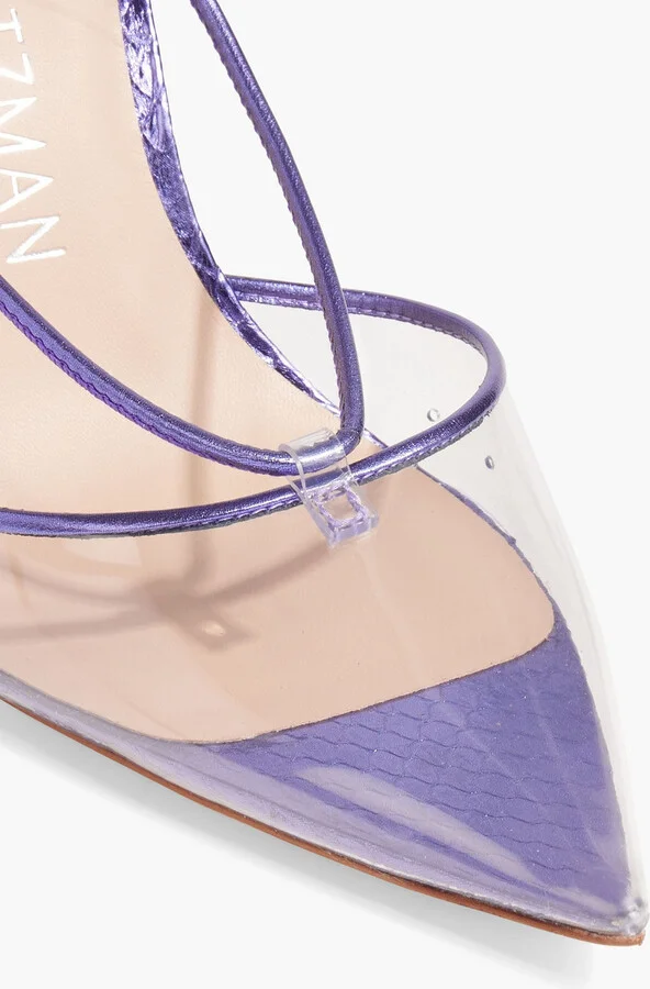 Stuart Lace-Up 100 metallic snake-effect leather and PVC pumps - Image 4