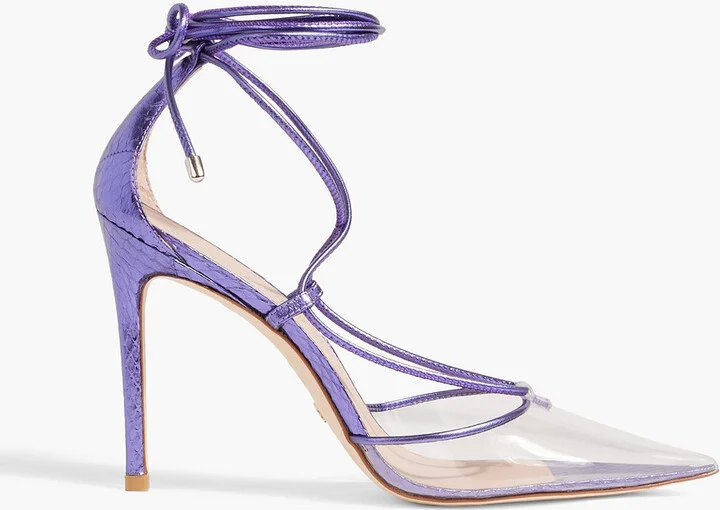 Stuart Lace-Up 100 metallic snake-effect leather and PVC pumps