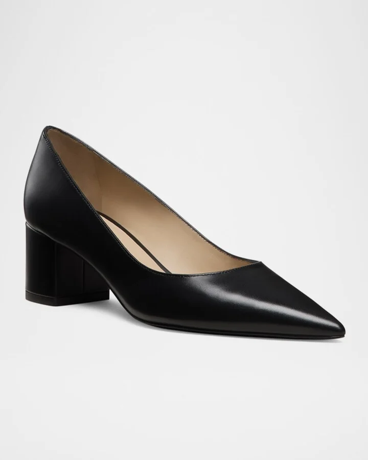 Stuart Leather Block-Heel Pumps - Image 2