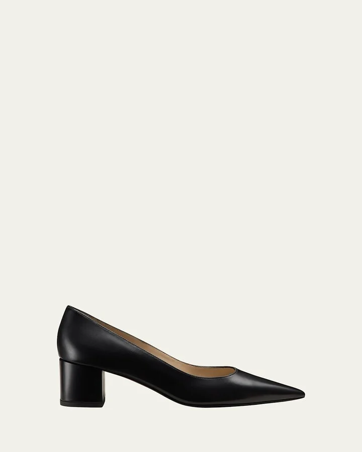 Stuart Leather Block-Heel Pumps