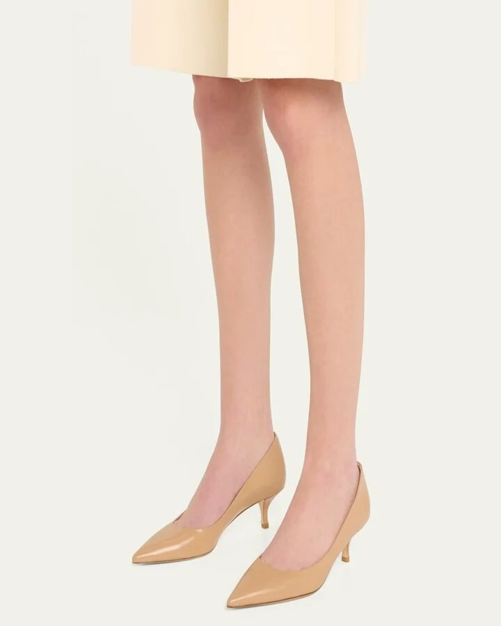Stuart Leather Kitten-Heel Pumps - Image 2