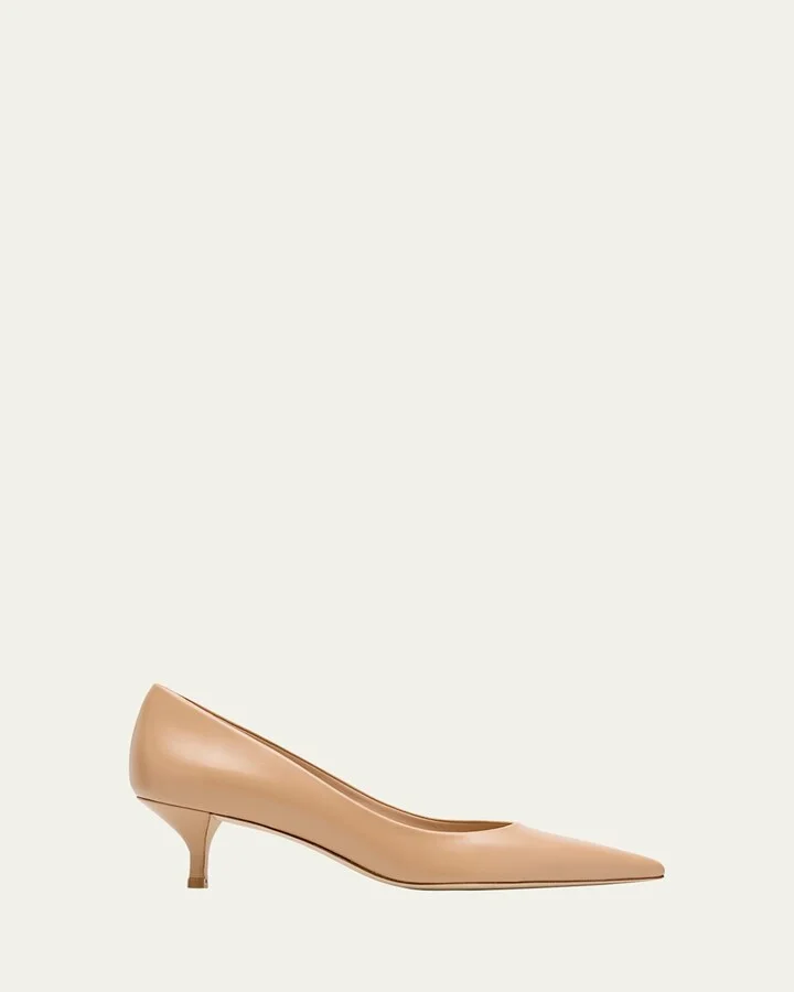Stuart Leather Kitten-Heel Pumps