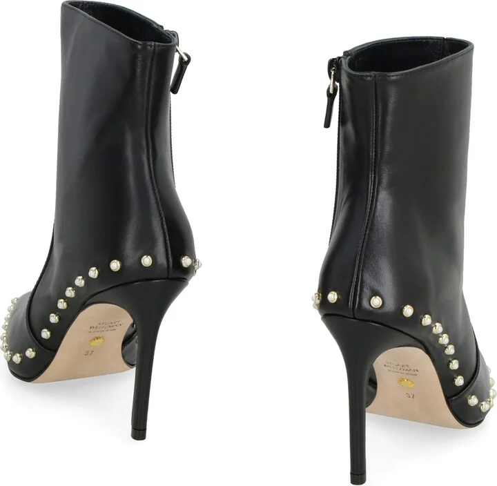 Stuart Leather Pointy-toe Ankle Boots - Image 4