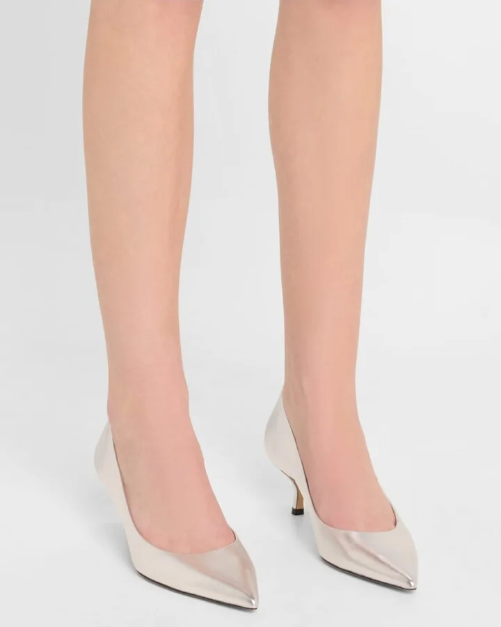 Stuart Metallic Leather Kitten-Heel Pumps - Image 2