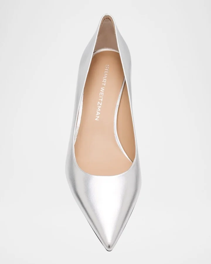 Stuart Metallic Leather Kitten-Heel Pumps - Image 6