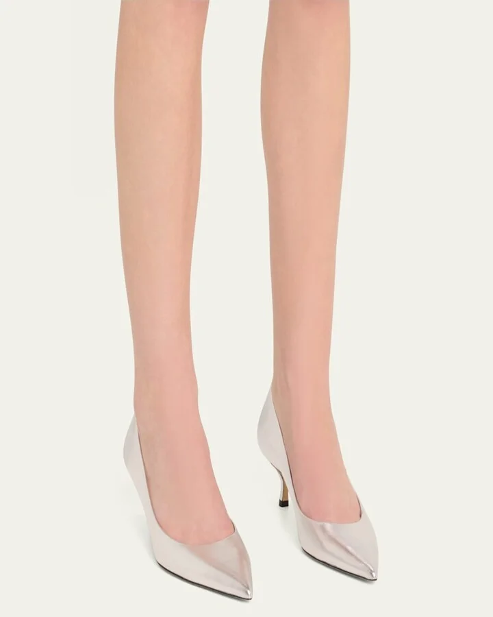Stuart Metallic Leather Kitten-Heel Pumps - Image 10