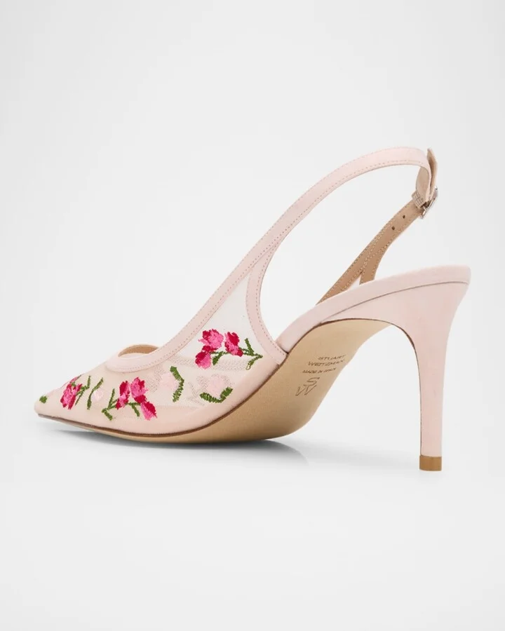 Stuart Power Embroidered Mesh Stiletto Pumps - Image 3