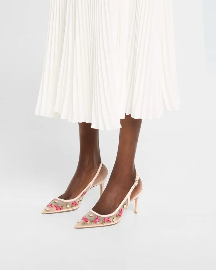 Stuart Power Embroidered Mesh Stiletto Pumps - Image 5