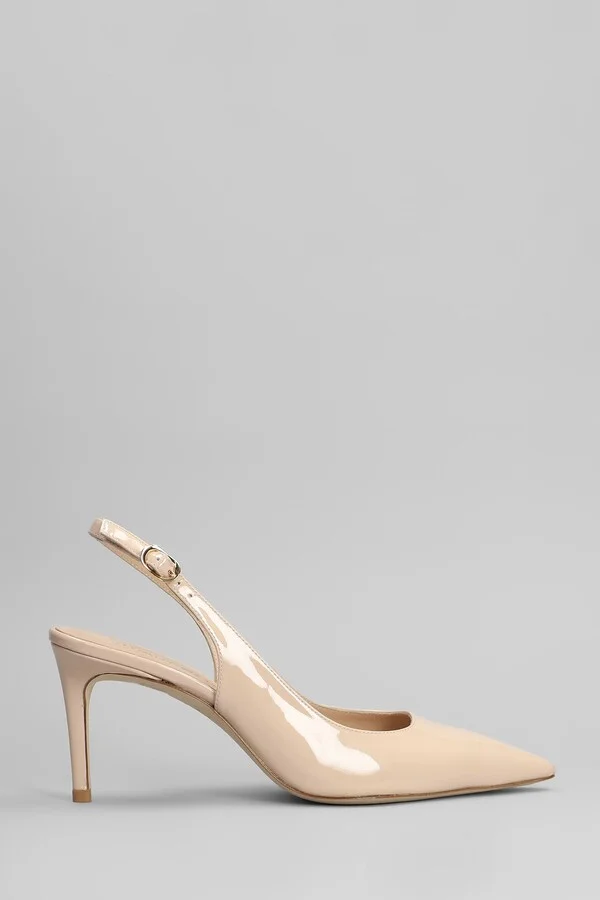 Stuart Power Slgbk 7 Pumps In Beige Patent Leather