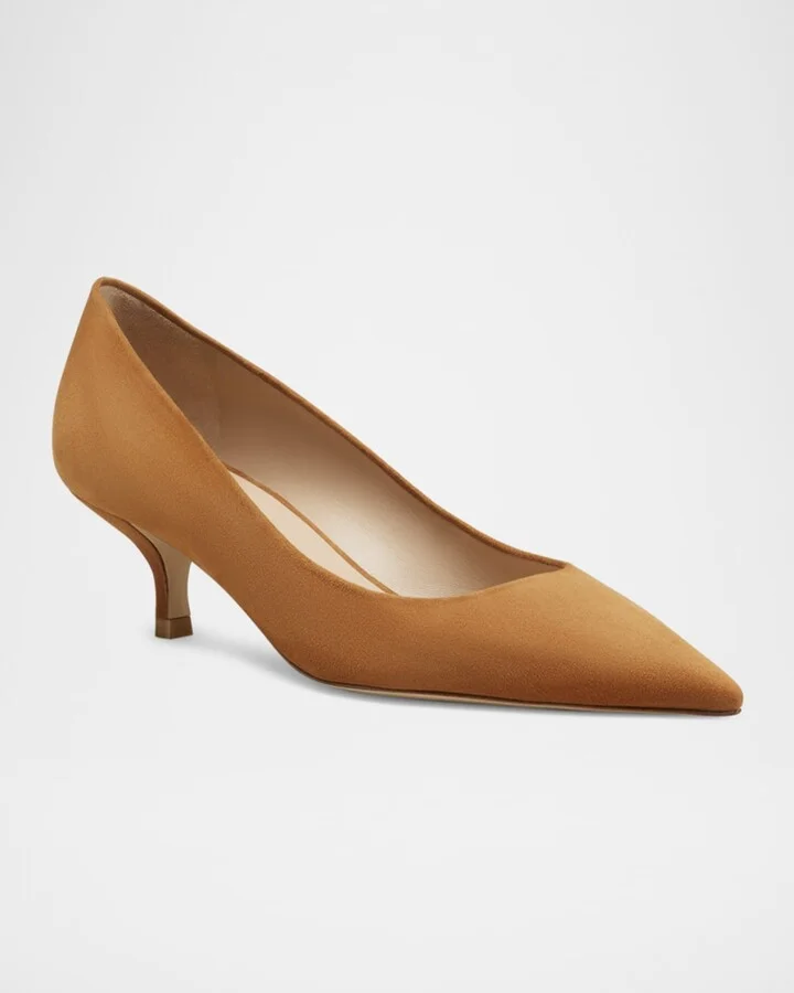 Stuart Suede Kitten Pumps - Image 3