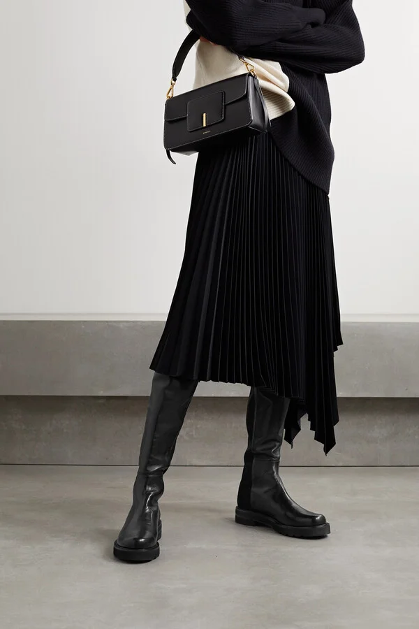 Stuart Weitzman - 5050 Lift Leather And Stretch Over-the-knee Boots - Black - Image 2