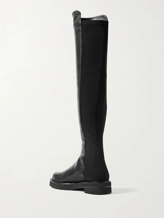 Stuart Weitzman - 5050 Lift Leather And Stretch Over-the-knee Boots - Black - Image 3