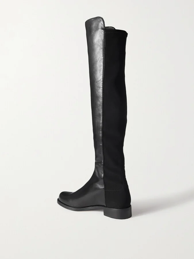 Stuart Weitzman - 5050 Lift Leather And Stretch Over-the-knee Boots - Black - Image 3