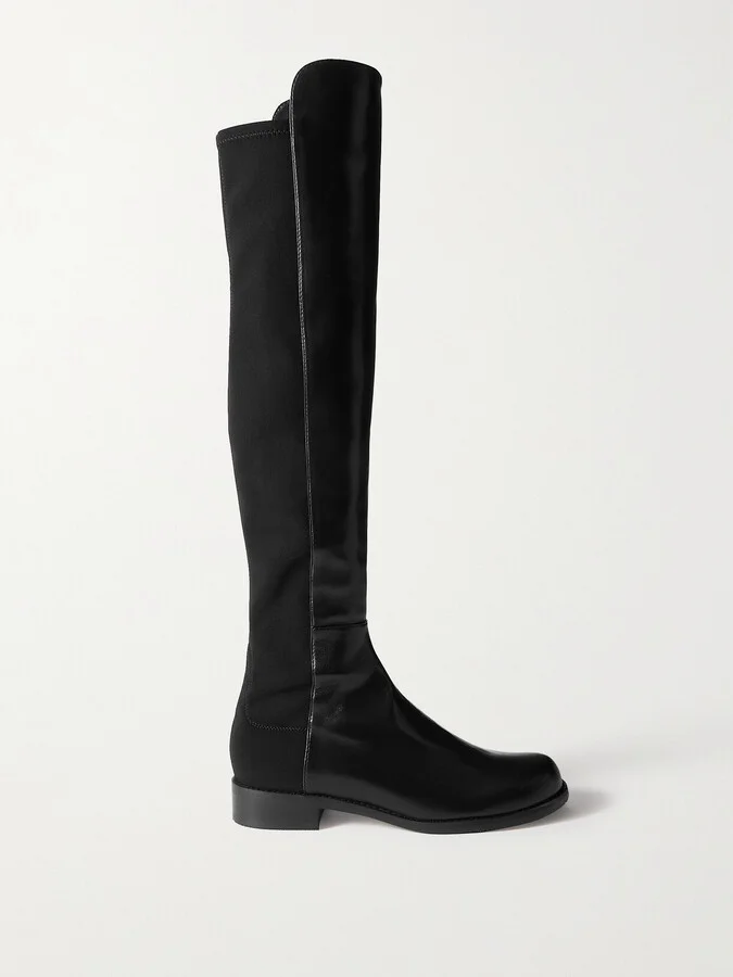 Stuart Weitzman - 5050 Lift Leather And Stretch Over-the-knee Boots - Black
