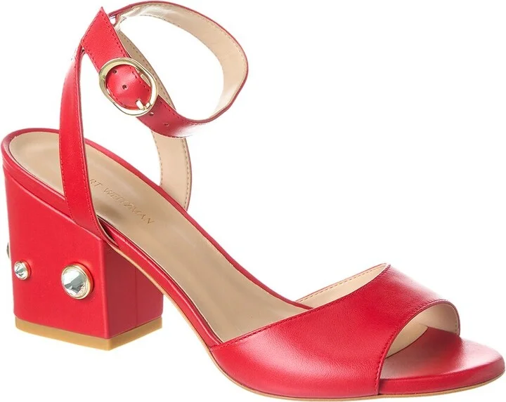 Stuart Weitzman Allshine 75 Leather Block Sandal