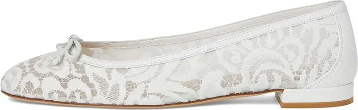 Stuart Weitzman Arabella Ballet Flat Women's Flat Shoes White : 6 M, Leather/Mesh - Image 6