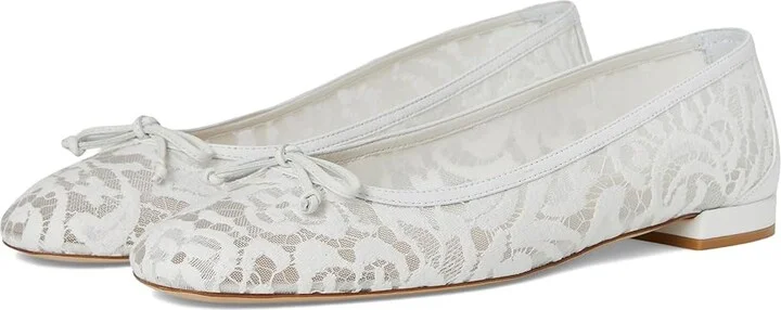 Stuart Weitzman Arabella Ballet Flat Women's Flat Shoes White : 6 M, Leather/Mesh