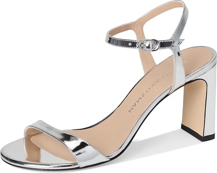 Stuart Weitzman Babette 85 Women's Shoes Silver : 7 M, Leather - Image 5