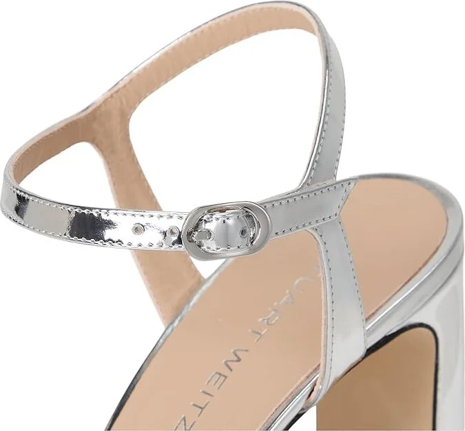 Stuart Weitzman Babette 85 Women's Shoes Silver : 7 M, Leather - Image 7