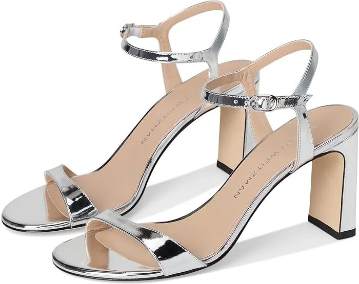 Stuart Weitzman Babette 85 Women's Shoes Silver : 7 M, Leather