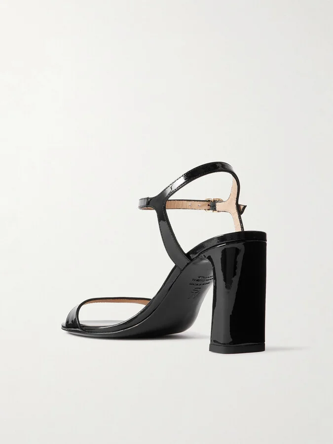Stuart Weitzman - Babette Patent-leather Sandals - Black - Image 3