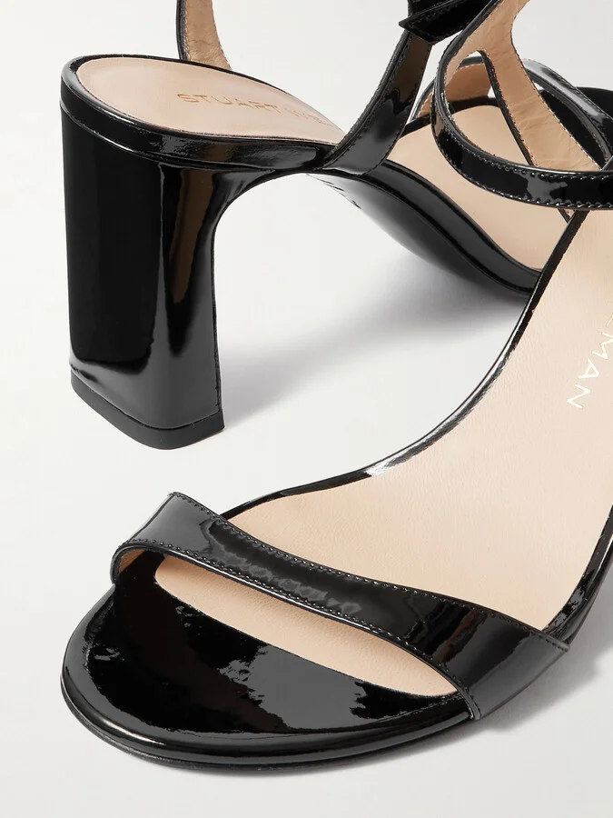 Stuart Weitzman - Babette Patent-leather Sandals - Black - Image 4